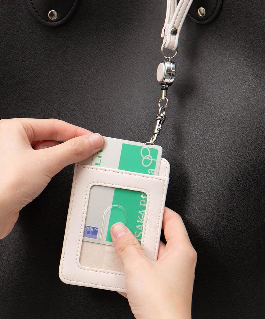 Altro Rose Silver Pass Case for Men and Women, Cute, Stylish, Simple, Leather and Synthetic Leather with Reel, Logo, Slim, Vertical Design, Korean,