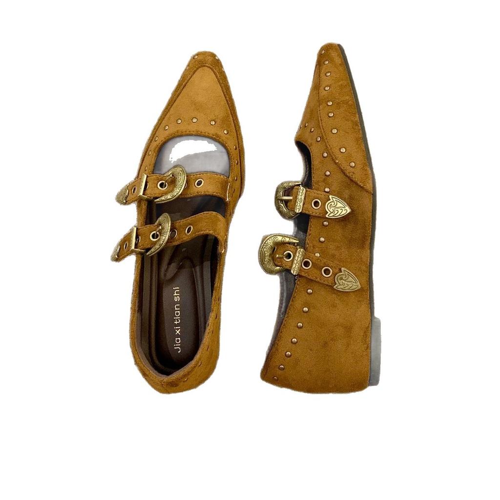 Retro spitz zulaufende Zehenpartie, flacher Ausschnitt, Innenhöhe erhöhend, Dameneinzelschuhe, 2025 neues Design, französischer Spätabend-Wind, Mary Jane Schuhe