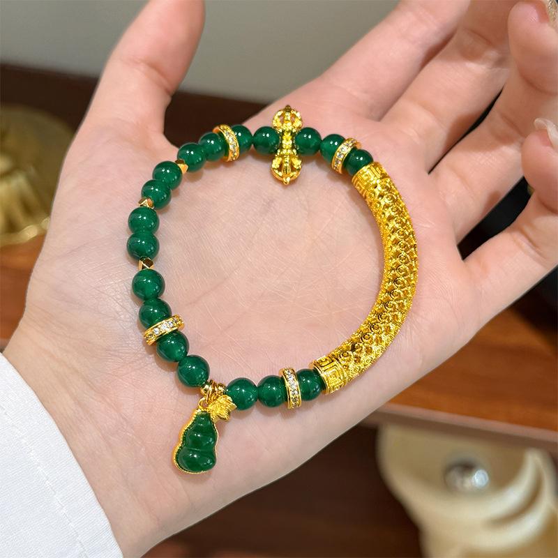 Chinese Retro Gourd & Vajra Stone Bracelet: Luxurious, Versatile, and Elegant