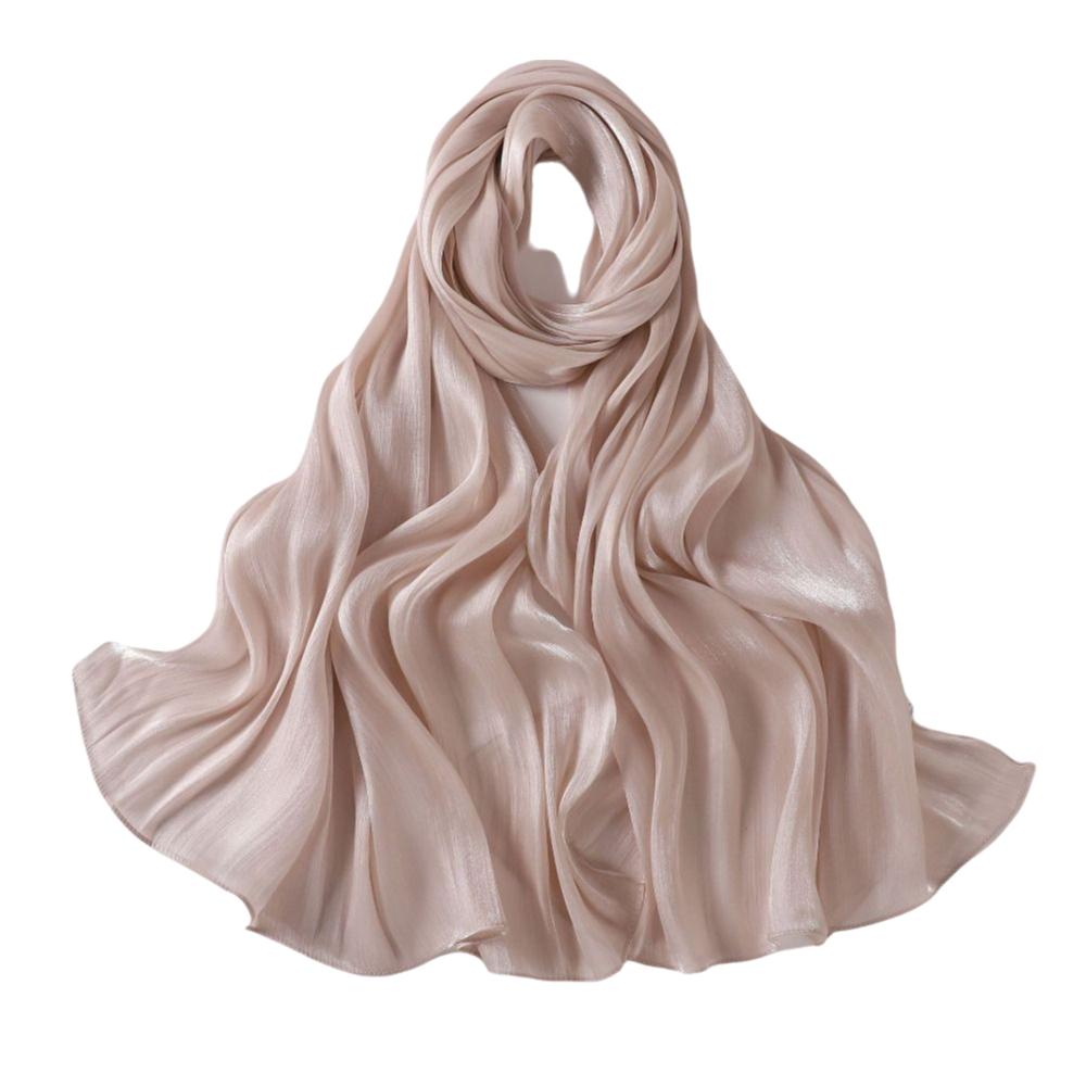 Solid Color Silk Scarf Chiffon Ramadan Long Scarf Fashion Sunscreen Headscarf  Outdoor
