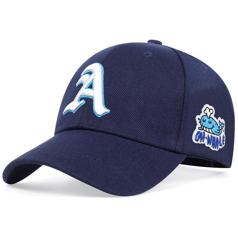 Unisex Gothic Letter A Side Whale Embroidery Baseball Caps Spring and Autumn Outdoor Adjustable Casual Hats Sunscreen Hat