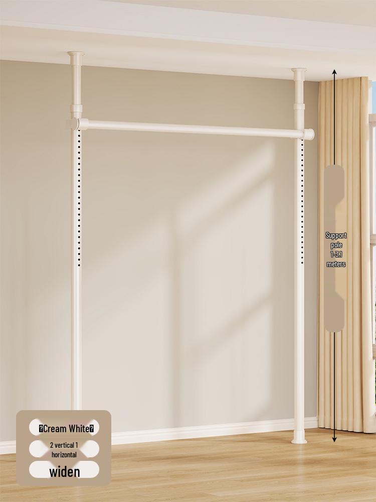 Floor-Standing Clothes Rack: Bedroom Hanger, Retractable Drying Rod, Coat & Hat Rack.