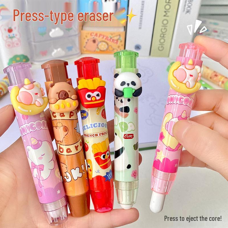 Capybara Cartoon Push-Pull Eraser Refill Pack