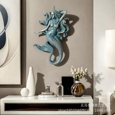 Novo Produto Criativo Náutico Boêmio Oceano Sereia Arte Estátua Decorativa Resina Parede Pendurar, Pingente