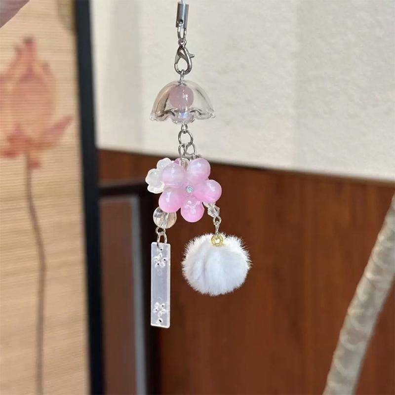 

1Pcs Tassel Rearview Mirror Pendant Cute Transparent Bellflower Flower Car Hanging Ornament For Car Interior Decoration A11