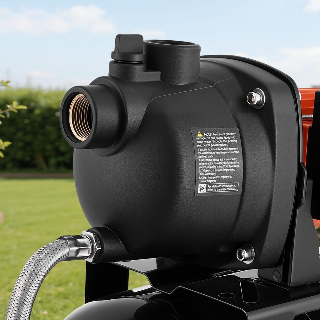 1,1 PS Flachbrunnenpumpe mit Druckbehälter, 230V 5000 LPH, Kunststoff-Bewässerungs-Jetpumpe mit 19 L Tank, Automatisches Wasserversorgungs- und Transfer-System,