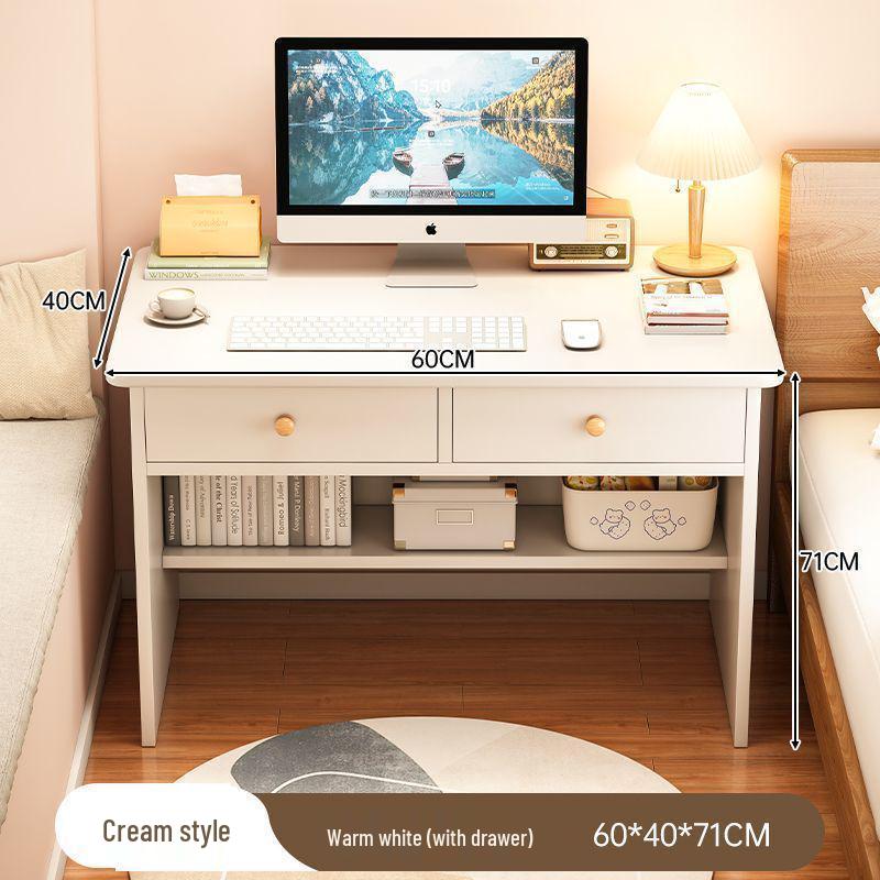 Compact Corner Computer Desk with Integrated Bookshelf & Vanity for Bedroom or Home Office