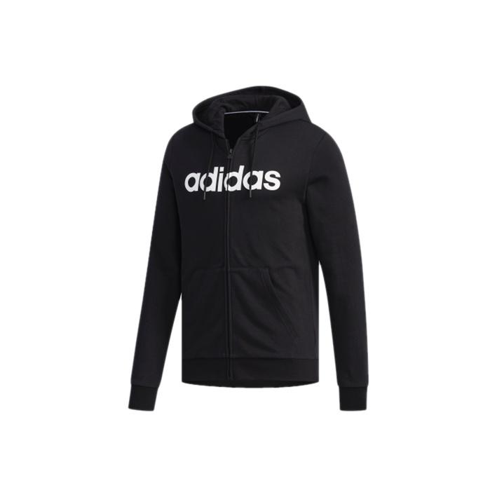 Adidas Neo Linear Zip Hoodie Jacket Men Outerwear Black EI4736