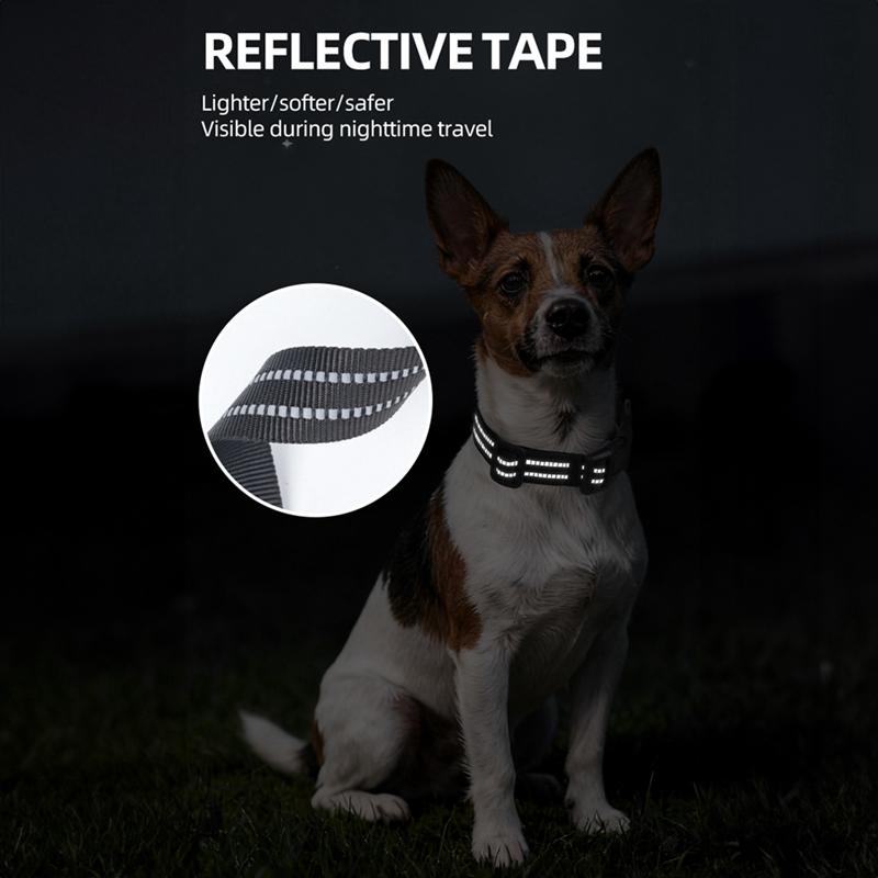 Pet Collar Adjustable Reflective Dog Collar Integrated Protective Cover Can Install Locator