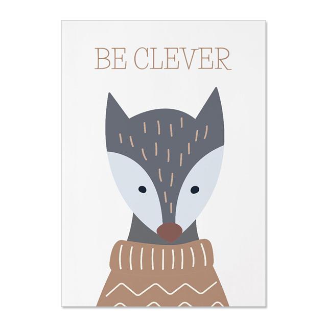 

Пятнистый олень в шарфе, лиса, сова, медведь, холст, набор для детской комнаты, лес, настенное искусство, зимние животные, принты, декор для детской комнаты, без рамки 21*30cm No Frame