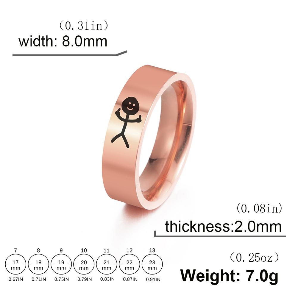 LIKGREAT Edelstahl Mittelfinger Strichmännchen Ring Trend Fuxk You Doodle Ringe Für Mann Paar Einfacher Hip Hop Schmuck Geschenk 8 beige