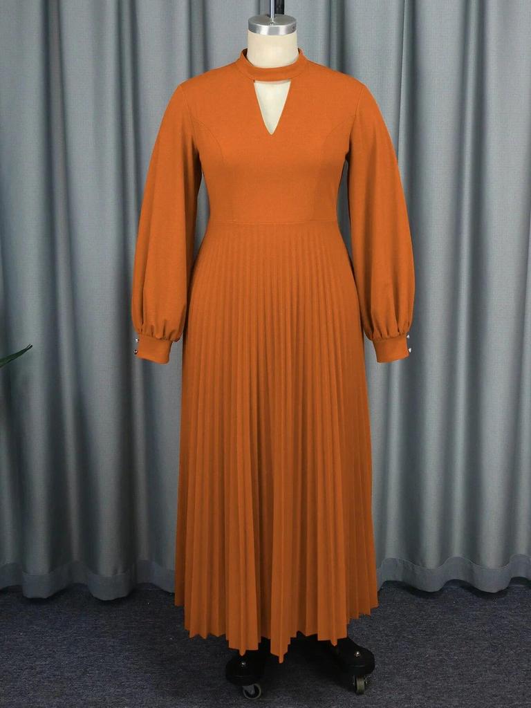 AOMEI Lange Ärmel, plissierte Abendkleider für Damen, O-Ausschnitt, Ausschnitt auf der Brust, elegante Roben in A-Linie, edle, formelle Abendkleider für Feiern und andere Anlässe