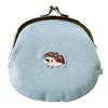 Kyosuke Japan-made Clasp Coin Case Hedgehog Embroidery Cotton Pouch 1211.5cm 3.3 Sun Purse Wallet Light Blue (blue Gray)