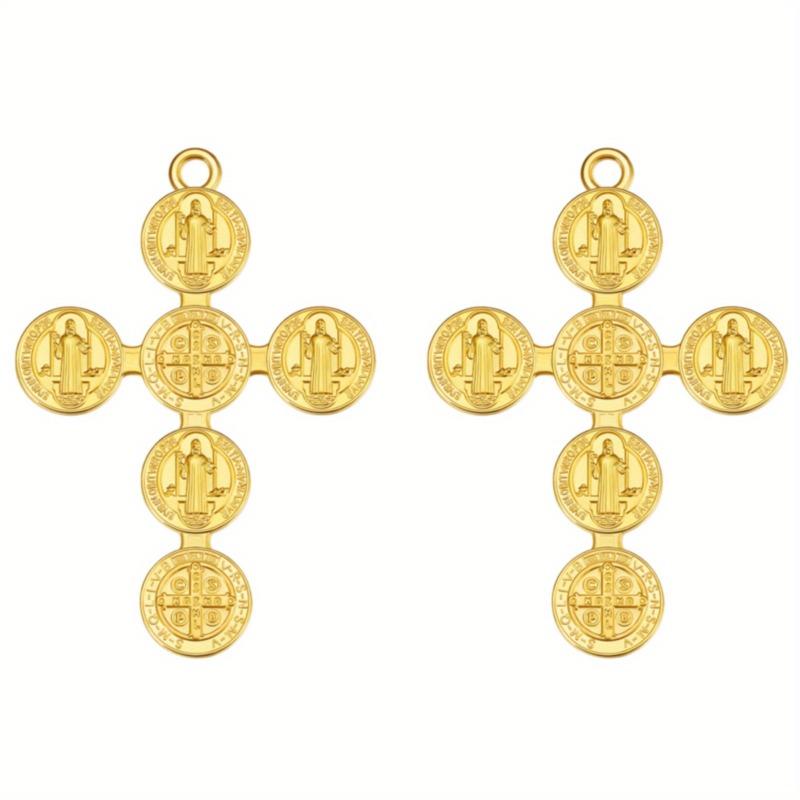 Retro Catholic St. Benedict Exorcist Cross Tag Pendant Key Chains DIY Charms for Jewelry Crafts Making.