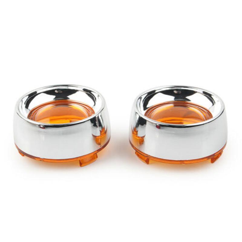 Visor Turn Signal Bezels Trim Ring Lens for Harley Softail Sportster Dyna Touring FLHX,Chrome ABS Motorcycle Indicator Cover 1 Pair