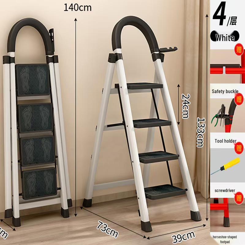 

Компактная складная телескопическая лестница из углеродистой стали - 4/5 ступенчатая конструкция елочкой для использования в помещении