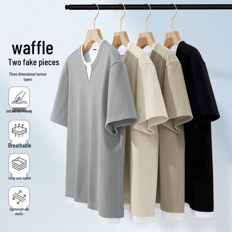 Dickies Herren Waffelstrick-T-Shirt mit gefälschtem Zweiteiler, kurzärmlig