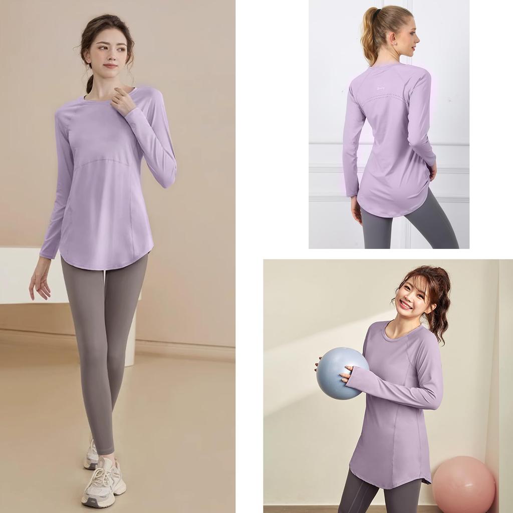 Letaya Yoga Long Covers Your Perfect for Strength Quick and Sports Tunic for Training and Running Size Top, Sleeves, Butt, Training, Drying,