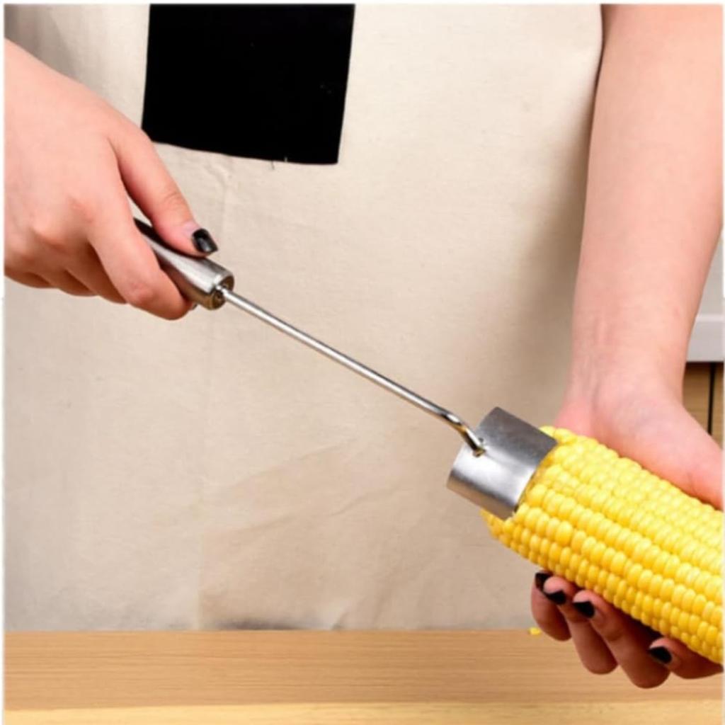 Long Handle Stainless Steel Corn Stripper Tool,Corn Peeler for Corn on The Cob Stripper Tool, Quick Corn Kernel Remover Tools for Kitchen Use