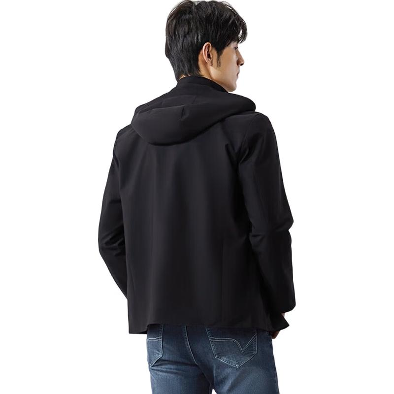 

Qipai Men s Plaid Jacquard Hooded Windproof Jacket L