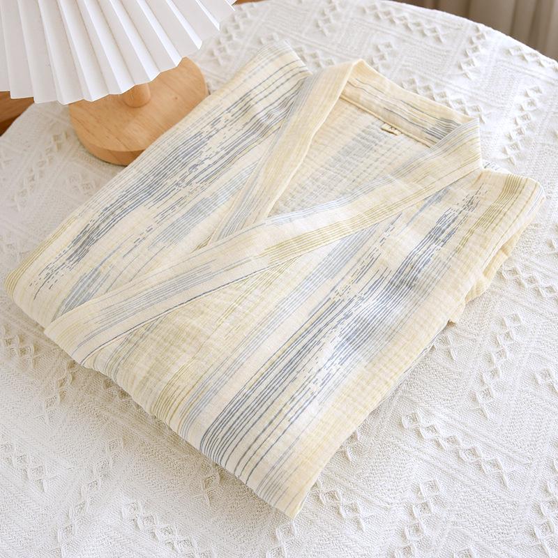 2023 Damen Krepp Double Gauze Kimono Nachthemd - Langärmlig, Locker sitzend Homewear Bademantel