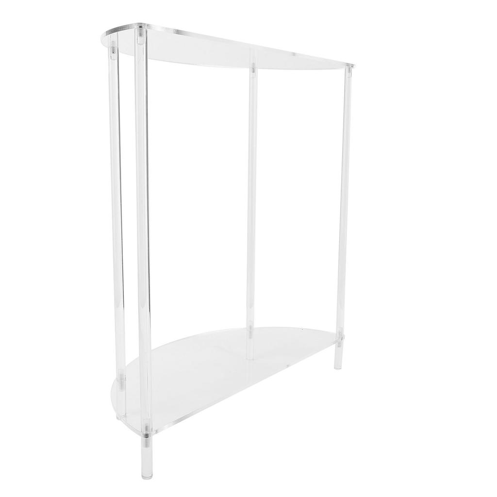Acrylic Side Table Semiellipse 2 Tier Small Nightstand for Living Room Bedroom Bedside Wall