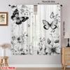 2pcs Floral Butterfly Print Curtains   Room Darkening Polyester Rod Pocket Curtain   Home Decor   Holiday Window Treatment