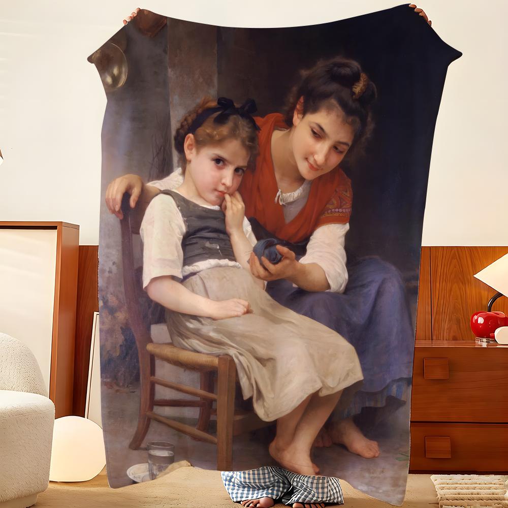 Artist W-William A-Adolphe B-Bouguereau Throw Flannel Throw Blanket, Lightweight Cozy, Durable Washable cute Cool