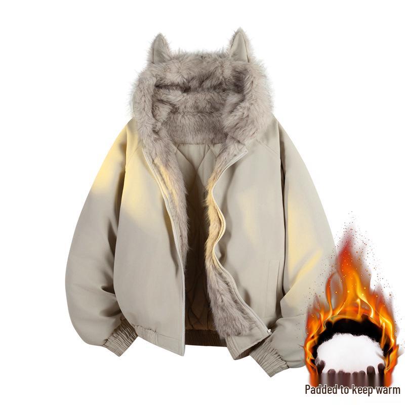 

Men s 2025 Winter Hooded Cotton Jacket with Fur Collar for Warmth and Cold Protection. L [Recommended 120-140 lbs] хакі