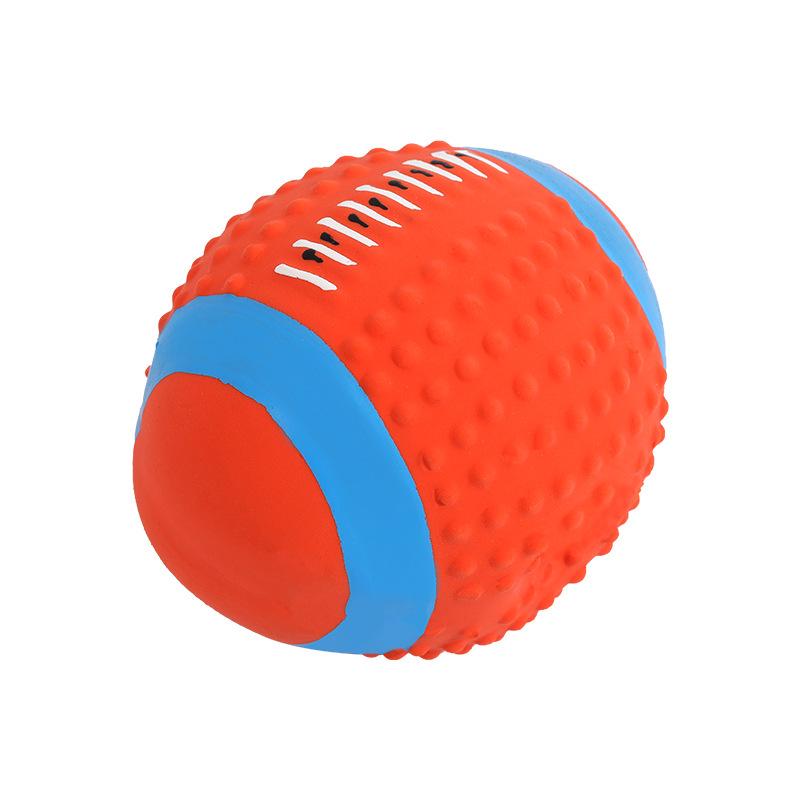 Durable Latex Squeaky Rugby Toy for Small Dogs: Teething, Bite-Resistant, Boredom Relief & Teddy Training