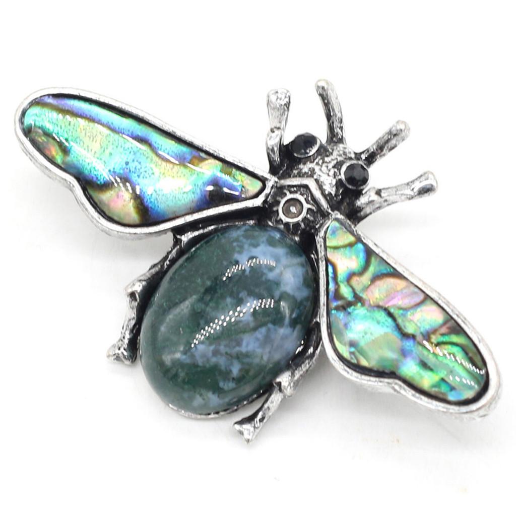 Classic Alloy Butterfly Brooch Pin With Faux Stone And Shell For Women Fashion Accessory