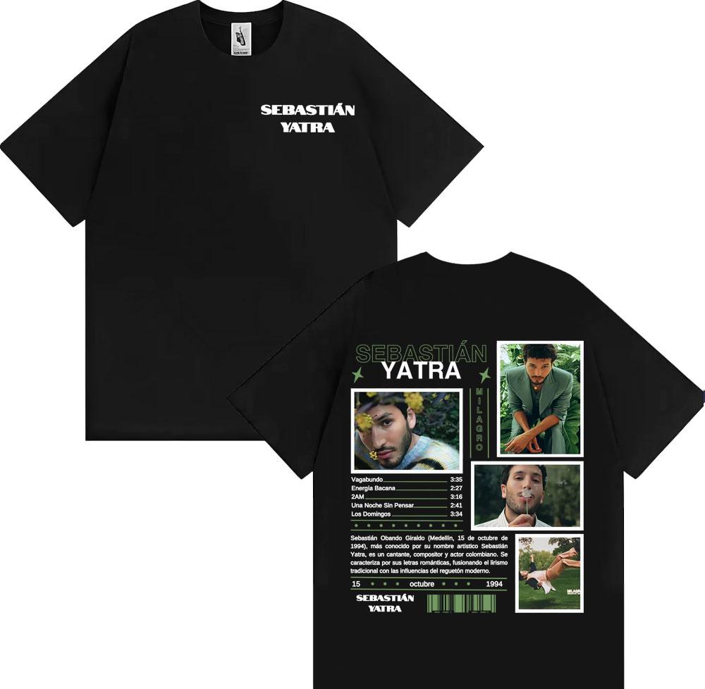 Singer SEBASTIAN YATRA Milagro 2025 Graphic T Shirt Unisex Women Fashion Hip Hop 90s Vintage T Shirts Cotton 100 Oversized Tshirt
