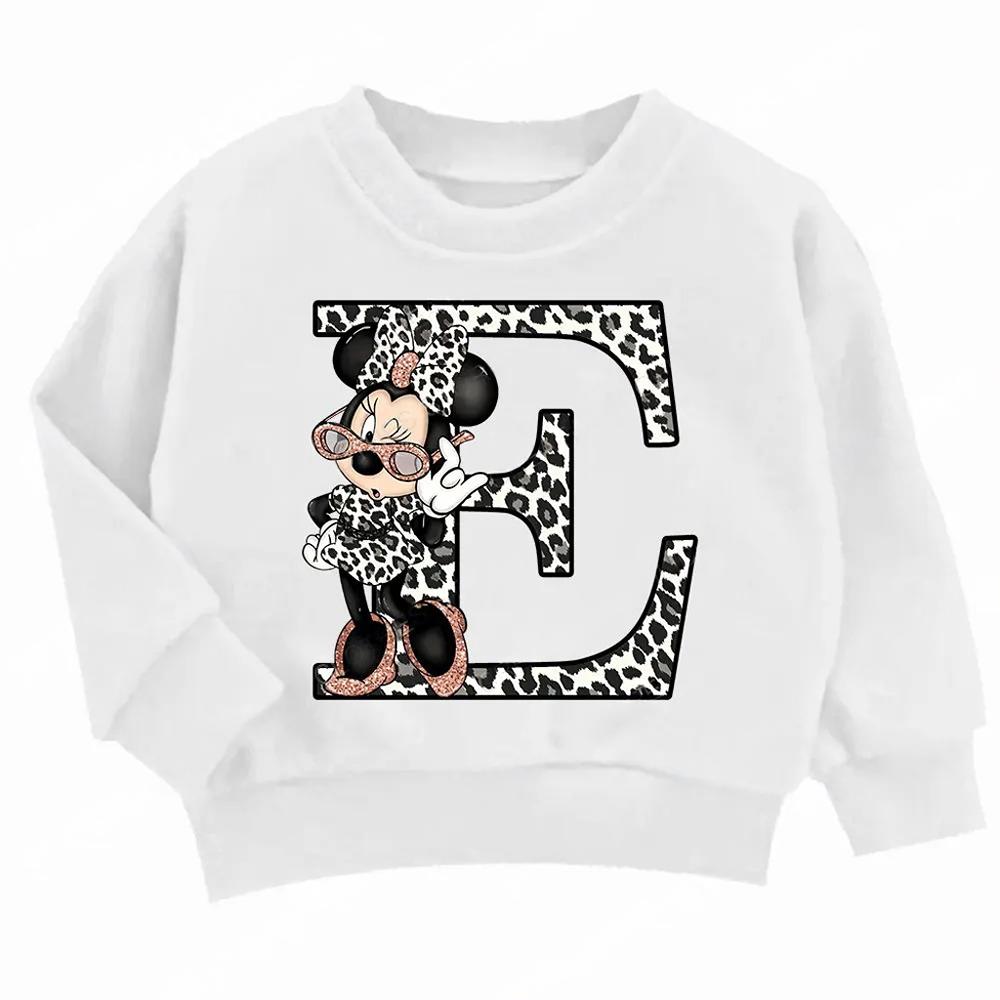 Children MINISO Minnie Hoodie Letter A B C D Kid Casual Clothes O-neck Pullover Little Baby Kawaii Cartoons Boy Girl Sweatshirts