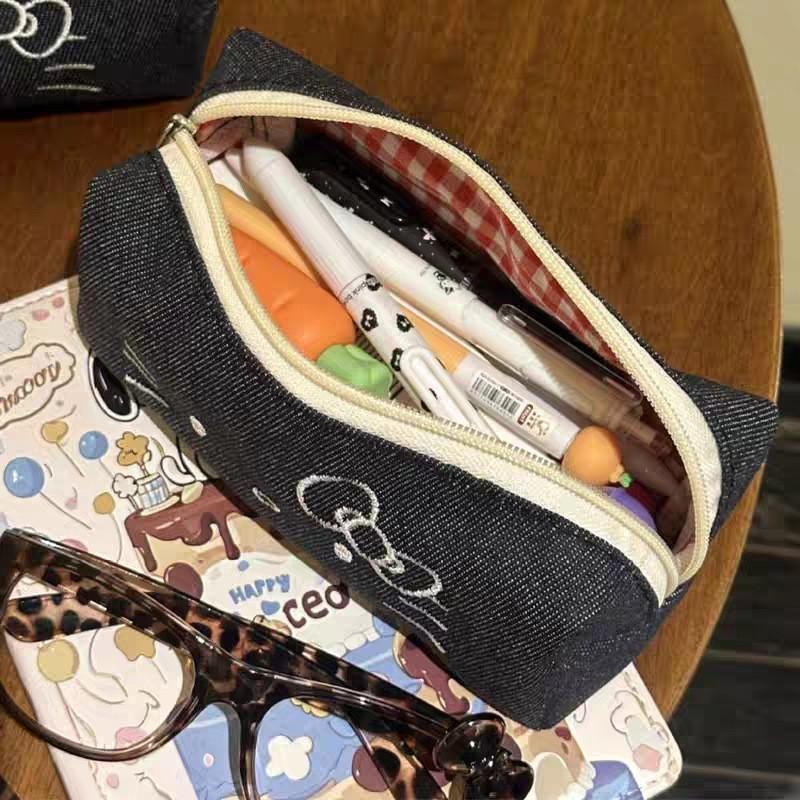 Sött Katt Canvas Pennskrin För Flickor Gymnasieelever Med Stor Kapacitet Brevpapper Organizer