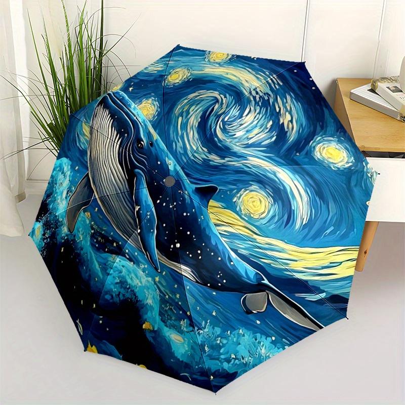 One Piece of a Whale-Themed Automatic Umbrella Featuring a Compact Design with Eight Ribs, Foldable And Portable for Outdoor A