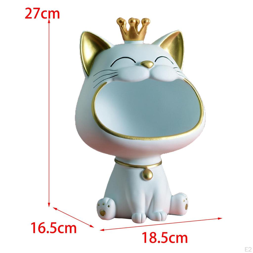 Katzenstatue Halter Harz Tierfigur Skulptur Schale Schreibtisch Schlüssel Serviertablett Aufbewahrungsbox für Schrank