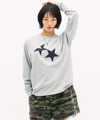 CAVISH Twin Star Dot Applique Ls Tee Gray(Cv2Gsut556A)