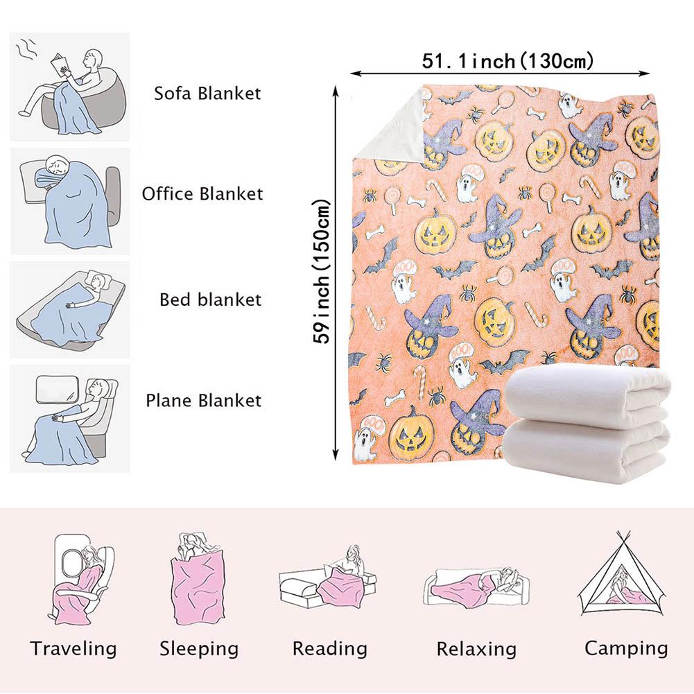 Halloween Decoration Flannel Throw Blanket Fuzzy Plush Cartoon Blankets Fun Halloween Party Gifts for Couch Sofa Bed Lounging