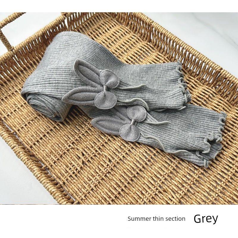 

Spring & Fall Baby Girl Stretch Skinny Versatile Leggings Gray rabbit ears summer thin 120cm