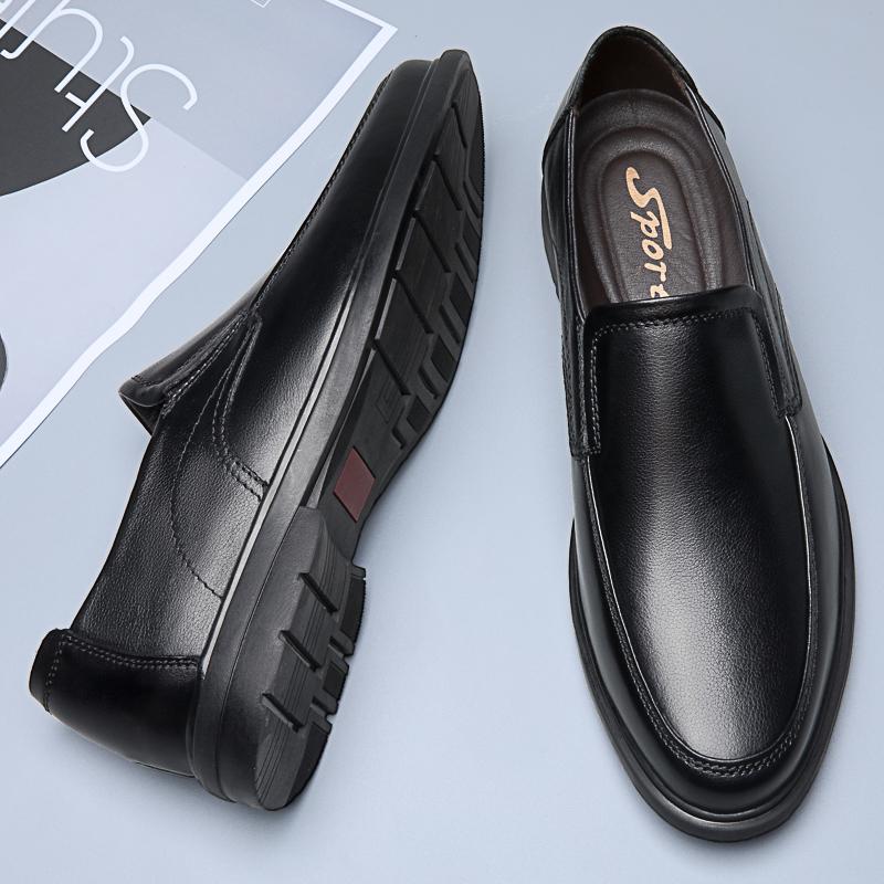 High Quality Men'S Shoes Breathable Loafers Men Genuine Leather Business Dress Casual Retro Slip On Luxury Wedding Dress Shoes