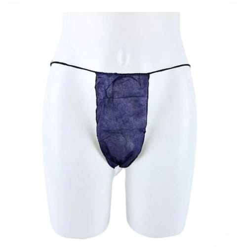 ZERONOWA Disposable Paper T-Back Panties for Beauty Salons, Travel, Hospitalization, Nursing Care, and Disaster Preparedness (Navy/100 Count)