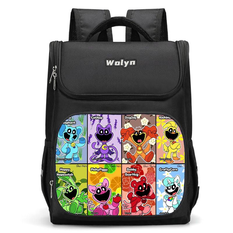 

Durable Catnap Poppy Playtime School Backpack With 3d Smiling Critters Pattern Style A,Small