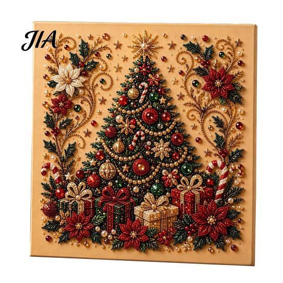 Creative Hobby Kits Christmas Faux Pearl Art Kit, Tree Wreath Painting DIY Kids Holiday Gifts Sparkling Diamond Craft Kit for Adults, Wall Decor Gem