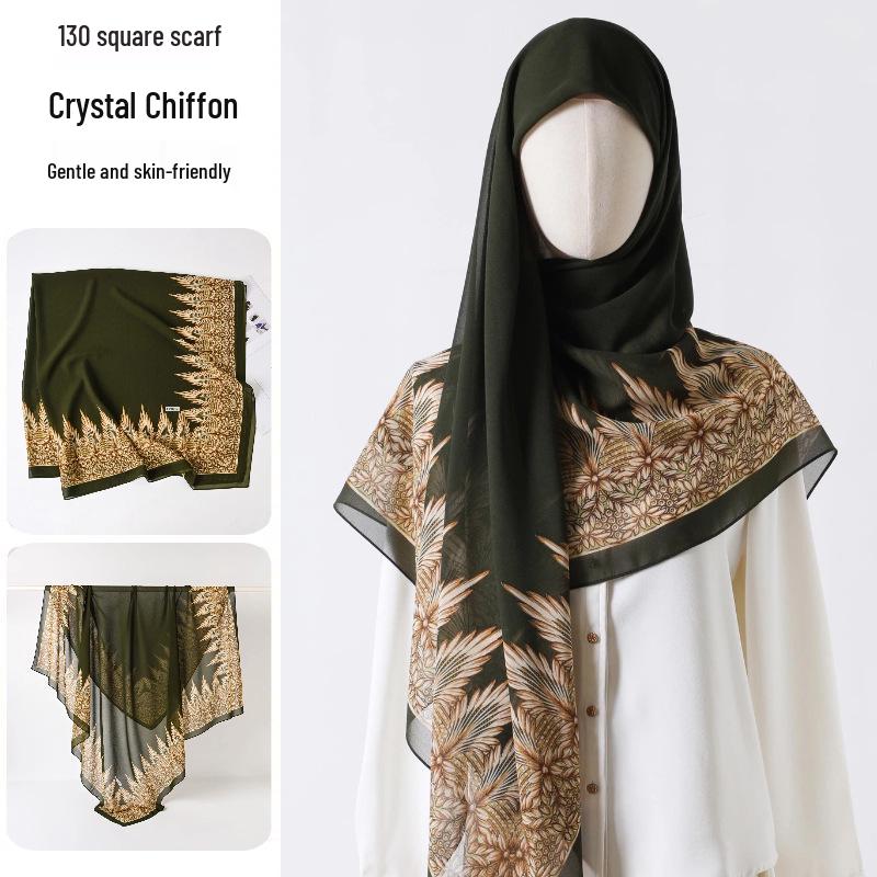 Damenmode 130x130 Seidenähnlicher Gaze Quadratischer Schal Stola - High-End, Leichtgewicht, Langer Schal
