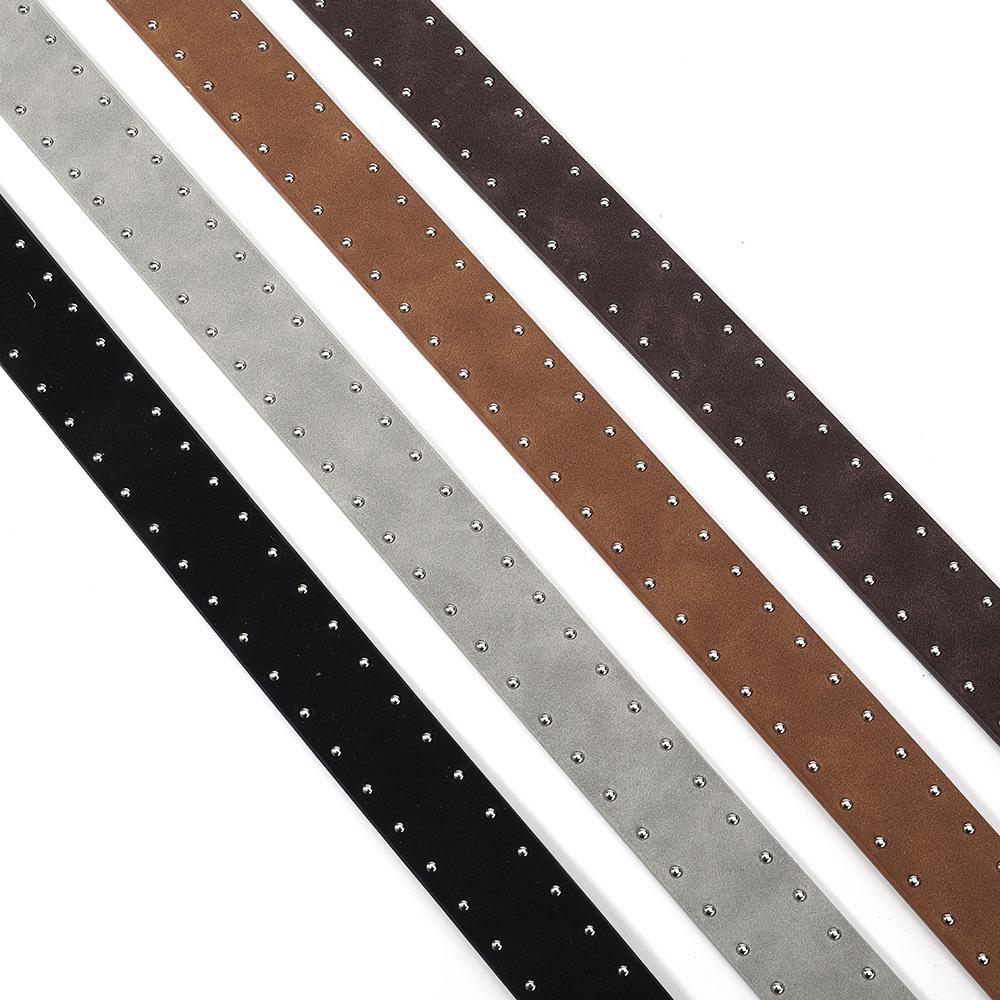 Velvet Studded Leather Belt with Pin Buckle - Retro Hip Hop Style for Women