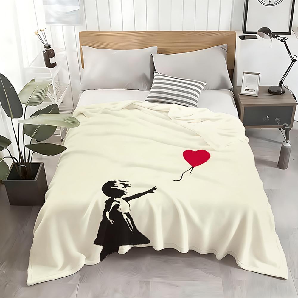 B-Banksy Street Art Throw Flannel Throw Blanket: Soft Kid-Friendly Warm Anti-Static All Season Washable Couch Bed Home
