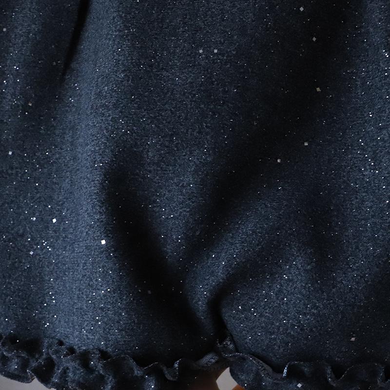 Bi Zheng 2024 Shiny Tweed Petite Slimming Lace Mini Skirt