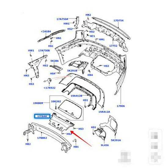 LR093588 Rear Bumper Protector for 2017 Land Rover Range Rover Velar