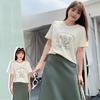 Summer Women's T-shirt Tulip Printed Plus Size Round Neck Positive Shoulder Short Sleeve Top