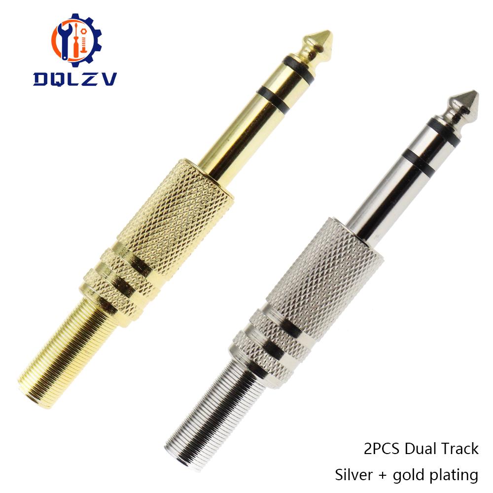 Gilding 6.35MM Jack Plug Male Mono Audio Connector Adapter 1/4Inch Male Soldering Audio Stereo Connectors